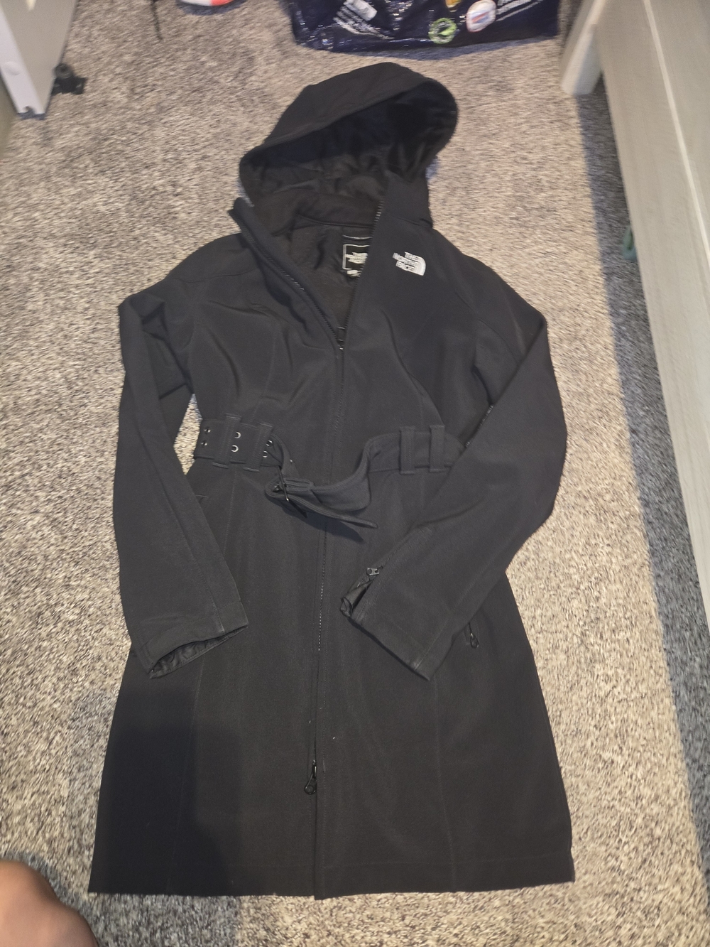 The North Face Women’s Black Hooded Belted Softshell Coat